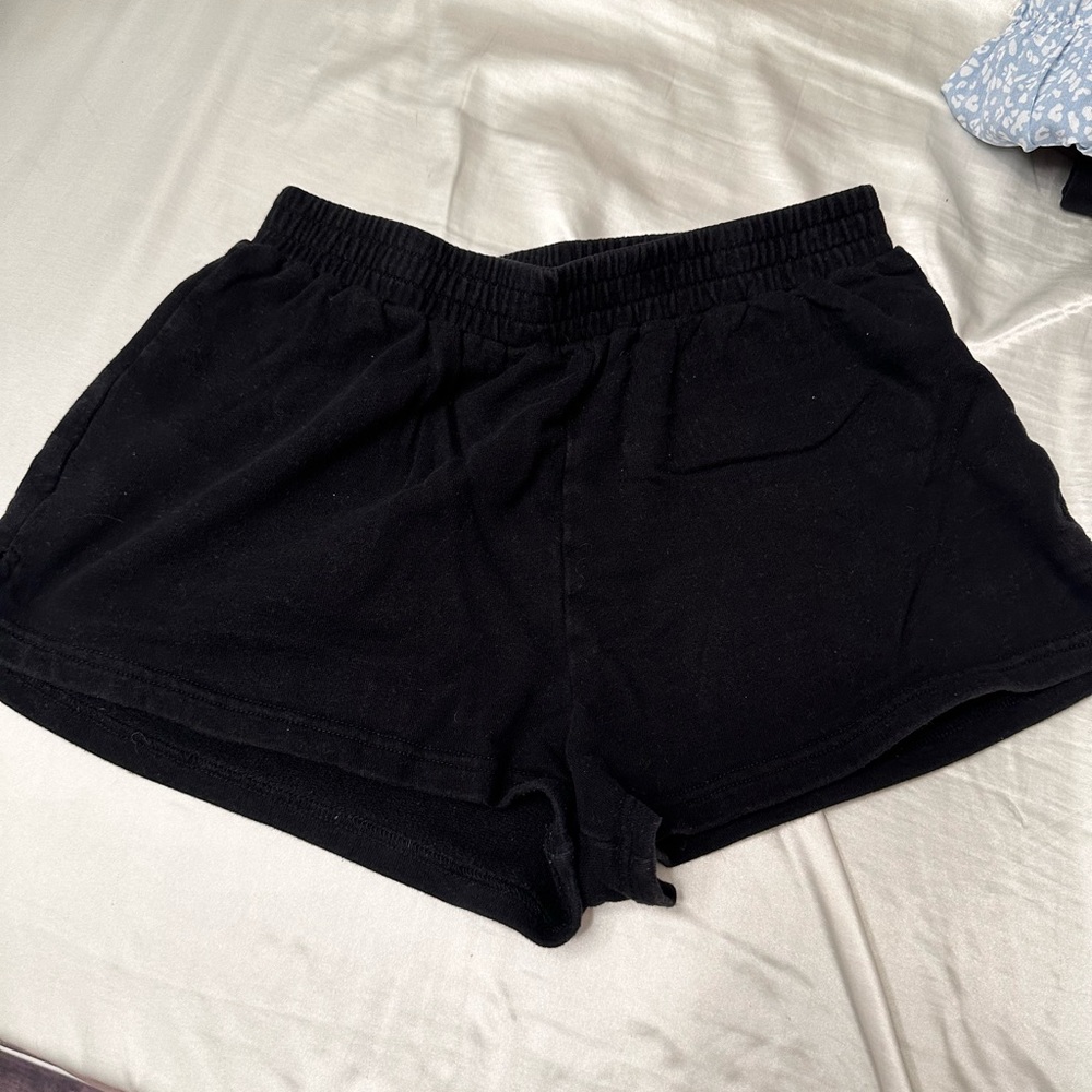 Black Slit Side Track Shorts